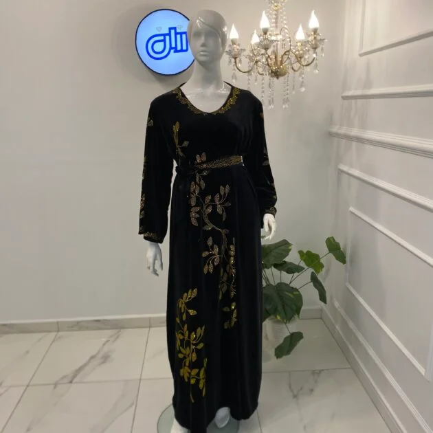 قفطان اوراق الذهب اسود ملكي 210